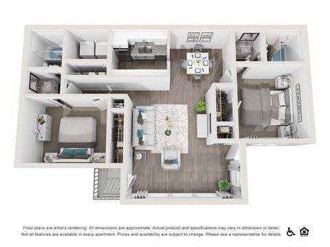 Floor plan for 2 beds, 2 baths, 1200 sqft